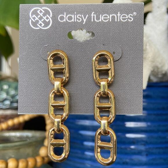Gold Daisy Fuentes Fashion Statement Earrings - Picture 1 of 7